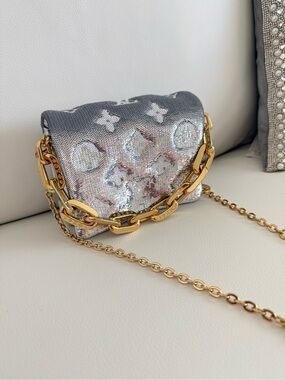 Louis Vuitton Silver sequins Mini Coussin